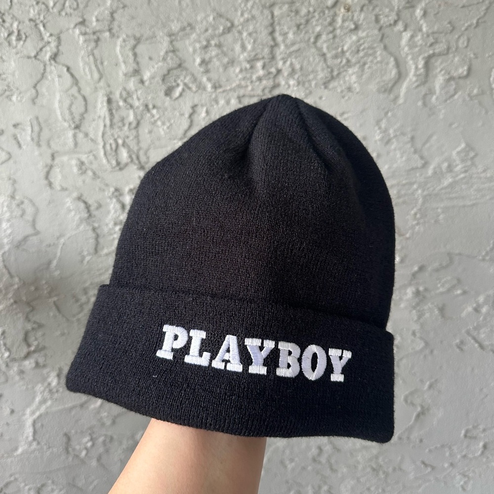 PLAYBOY Classic Black Knit Beanie